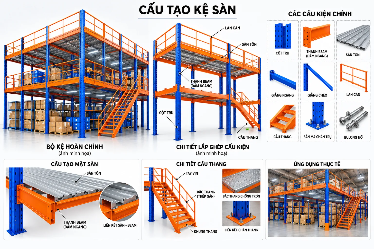 Sàn lửng Mezzanine – Cao mỗi tầng 2.2–4.0 m