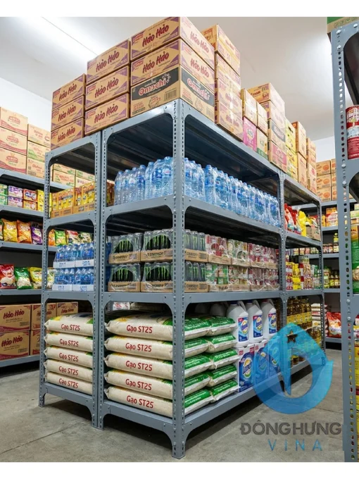Kệ sắt: dài 1000 x rộng 300,400,500,600 x cao 3,4,5,6 tầng